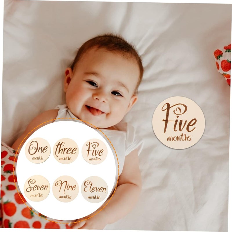 High Contrast Baby Milestone Cards 6pcs Double Sided Birth Month Photo Prop Kit - Image 2